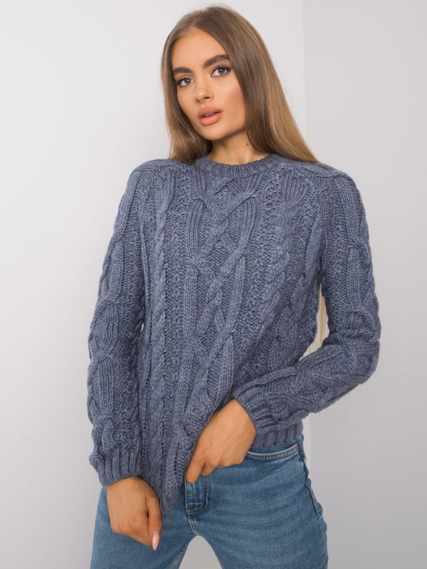 Wholesale Blue sweater with braids Milford RUE PARIS