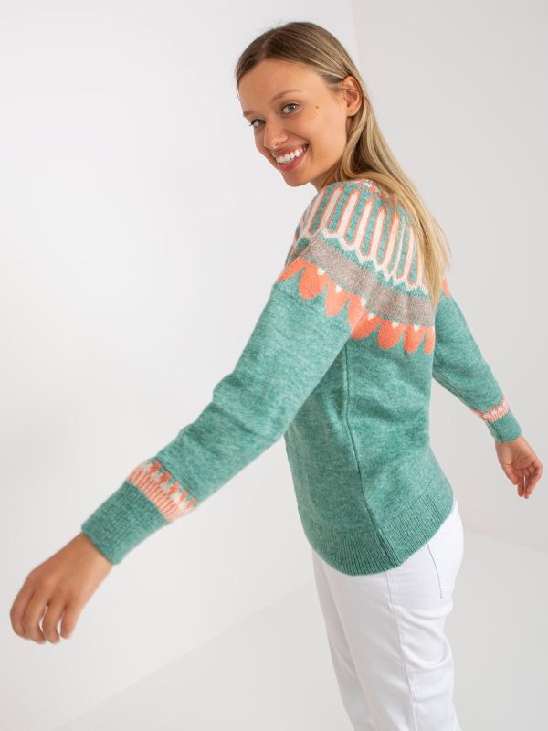 Wholesale Classic mint sweater with stand-up collar RUE PARIS