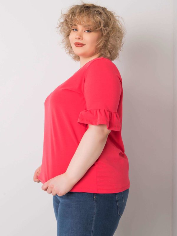 Wholesale Yareli Coral Plus Size Cotton Blouse