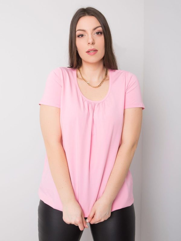 Wholesale Celeste Pale Pink Plus Size Cotton Blouse