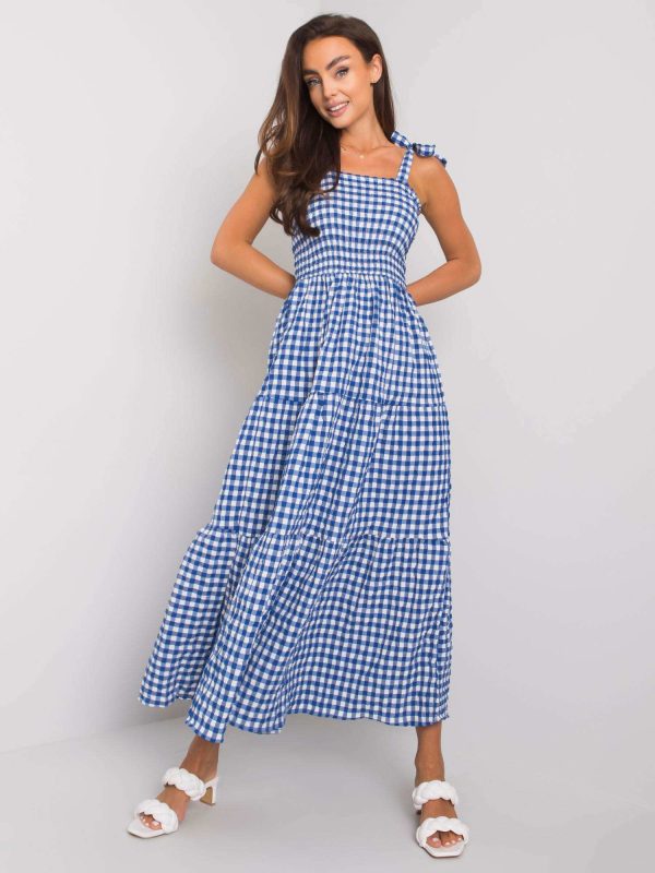 Wholesale Michel's dark blue checkered dress RUE PARIS