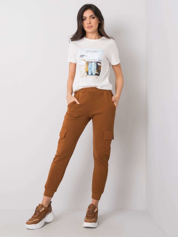 Wholesale Brown sweatpants with pockets Betsy RUE PARIS