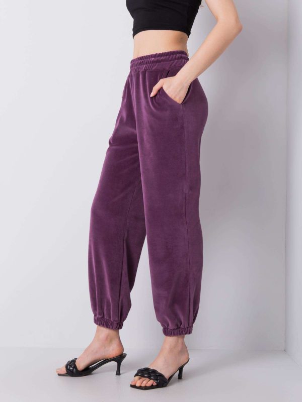 Wholesale Mariah RUE PARIS Purple Velour Sweatpants