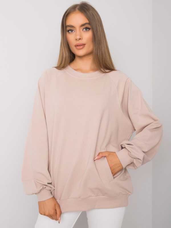 Wholesale Light beige sweatshirt with pockets Gaelle RUE PARIS