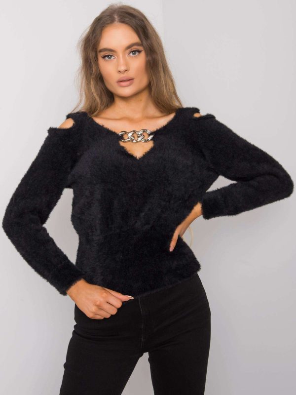 Wholesale Black cutout sweater Leandre RUE PARIS