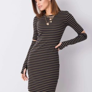 Wholesale Aliza RUE PARIS black and green striped dress