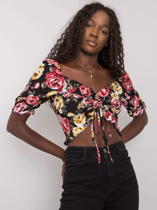 Wholesale Black blouse with flowers Laquinta RUE PARIS