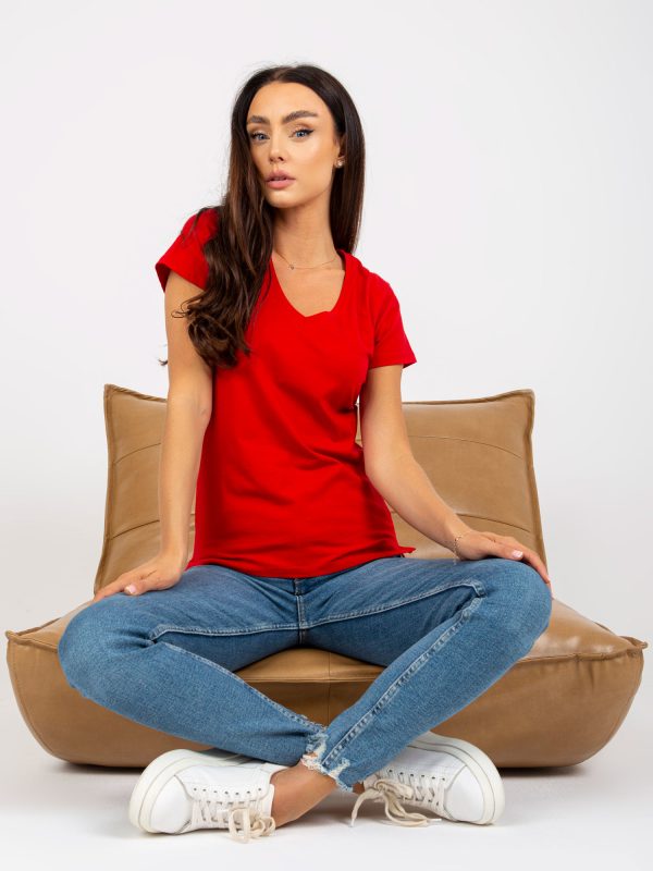 Wholesale Red cotton basic women's t-shirt