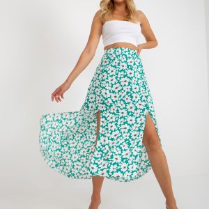 Wholesale Green viscose asymmetrical skirt RUE PARIS