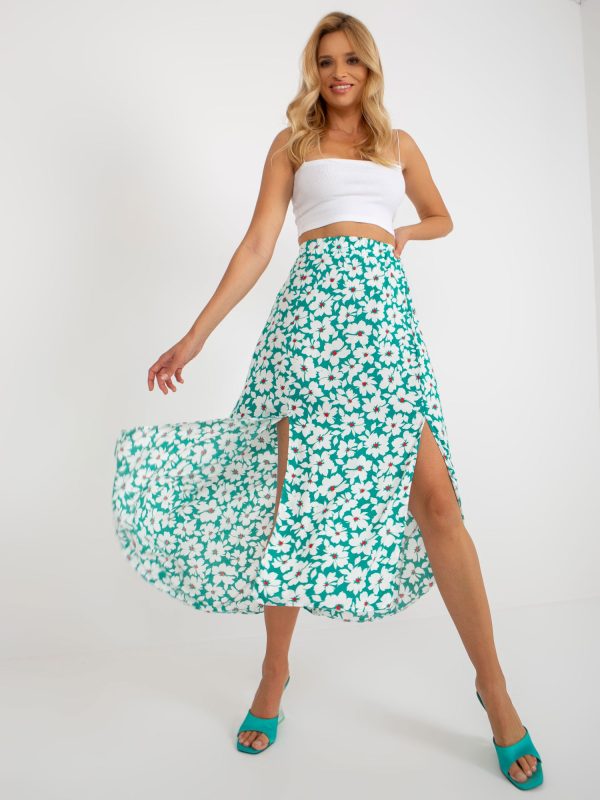 Wholesale Green viscose asymmetrical skirt RUE PARIS