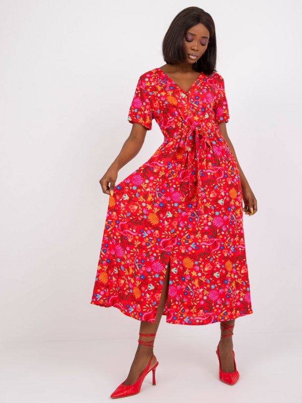 Wholesale Red long dress with flowers RUE PARIS