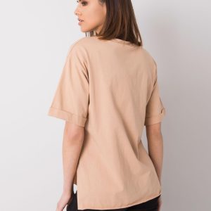 Wholesale Beige t-shirt with inscription Riley RUE PARIS