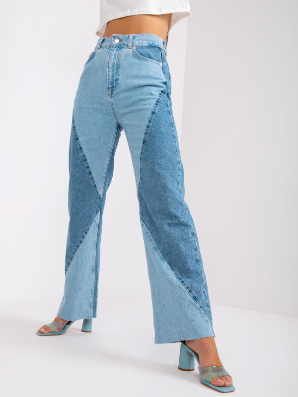 Wholesale Blue wide leg denim pants RUE PARIS