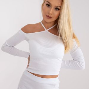 Wholesale White Ribbed Off Shoulder Blouse Caterina RUE PARIS