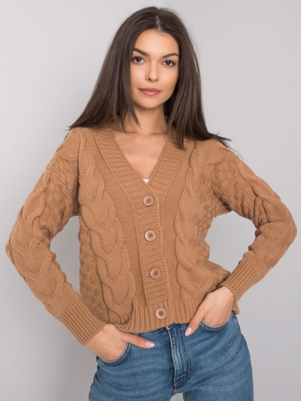 Wholesale Camel cardigan with braids Danville RUE PARIS