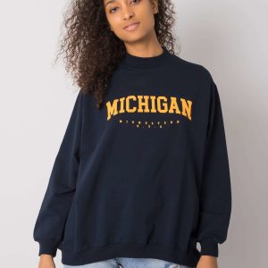 Wholesale Navy blue sweatshirt with print Majorie RUE PARIS