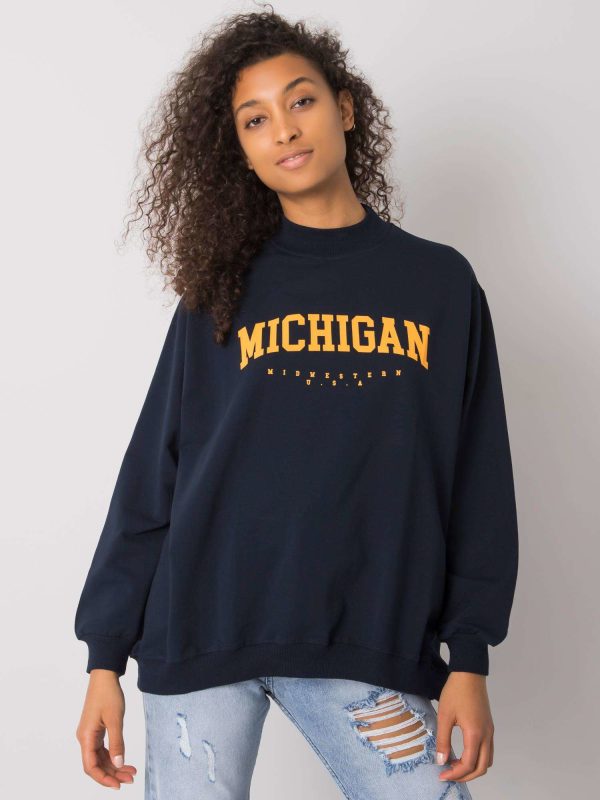 Wholesale Navy blue sweatshirt with print Majorie RUE PARIS