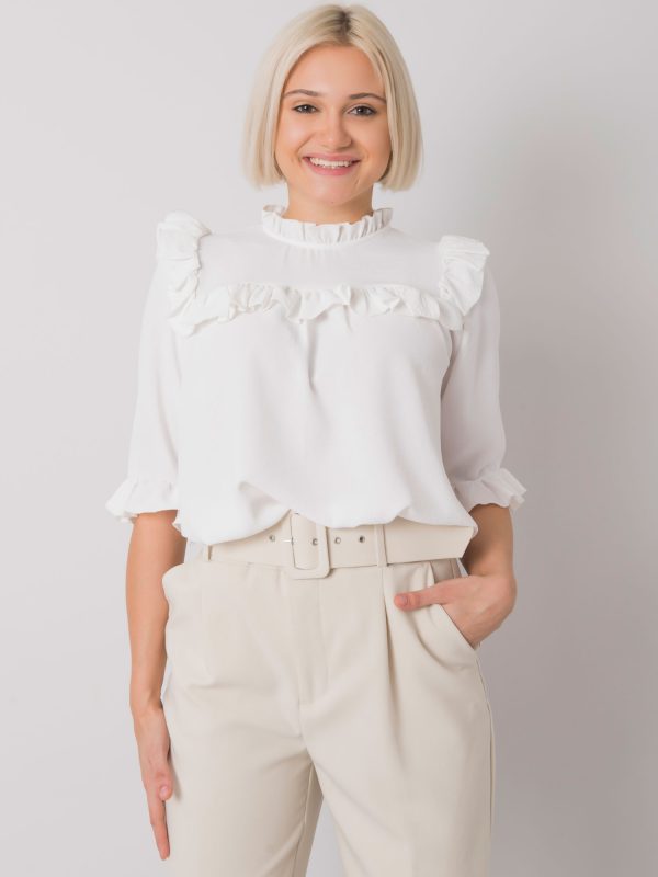 Wholesale White blouse with frills Limassol RUE PARIS