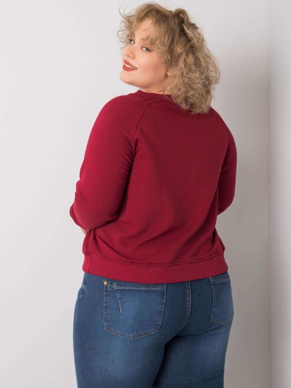 Wholesale Burgundy plus size cotton sweatshirt Donna