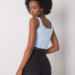 Wholesale Light blue crop top with welts Loretta RUE PARIS