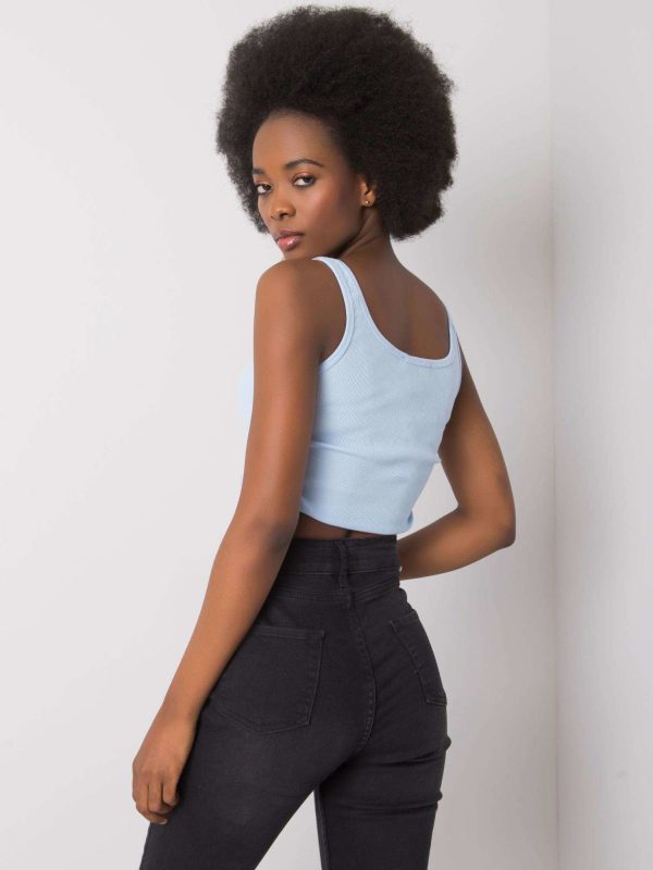 Wholesale Light blue crop top with welts Loretta RUE PARIS