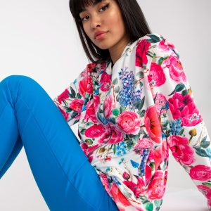 Wholesale White and pink velour bomber sweatshirt with flowers RUE PARIS