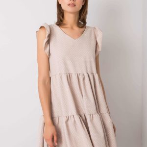 Wholesale Beige polka dot dress Aubriella RUE PARIS