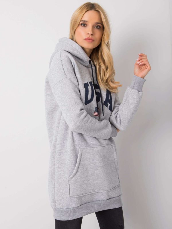 Wholesale Grey melange kangaroo sweatshirt Yetty RUE PARIS