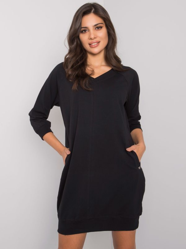 Wholesale Black Salerno Cotton Basic Dress