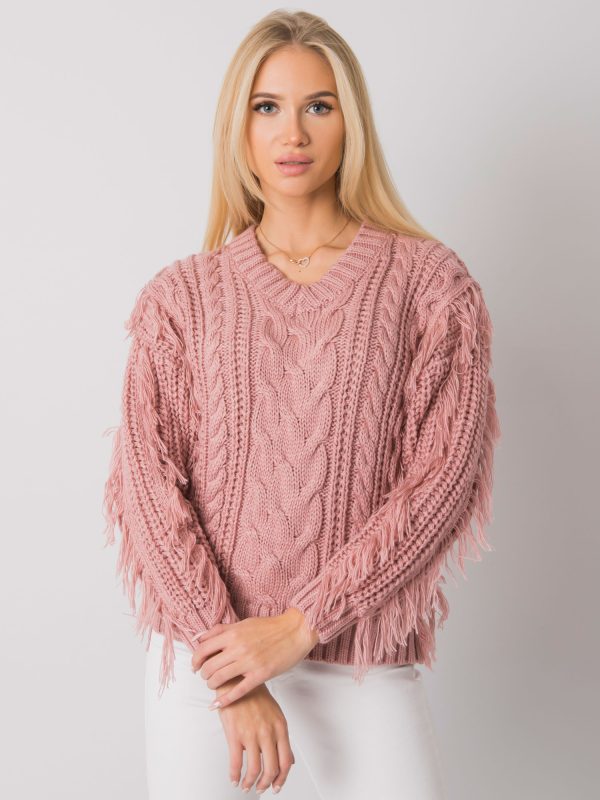 Wholesale Dirty pink sweater with pigtails Oregon RUE PARIS