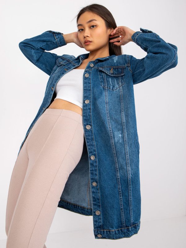 Wholesale Blue long denim jacket Salome RUE PARIS