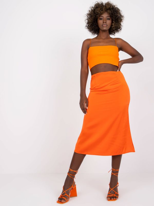 Wholesale Orange midi trapezoidal skirt Terrassa RUE PARIS