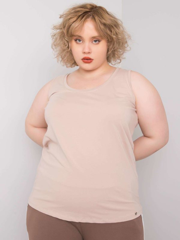 Wholesale Beige cotton top plus size basic Keyla