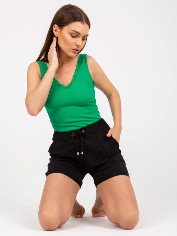 Wholesale Basic black cotton shorts with pockets