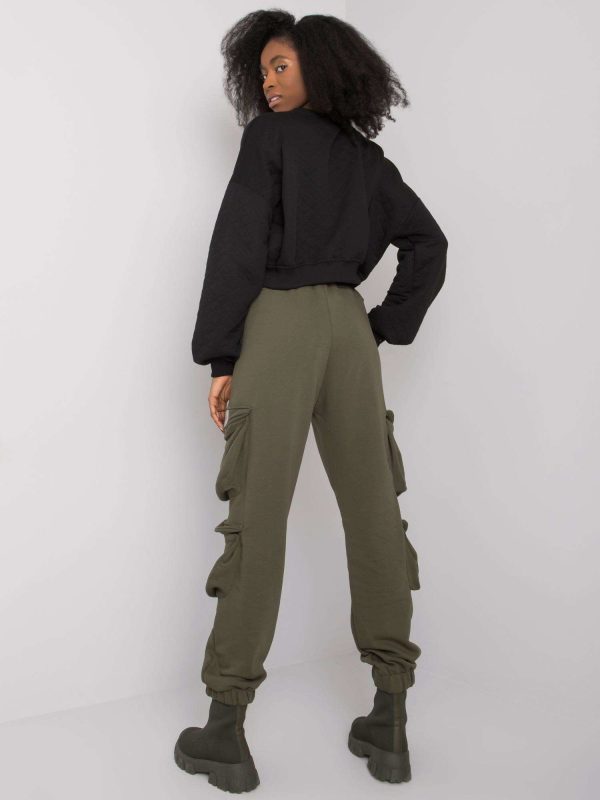 Wholesale Khaki women's sweatpants with pockets Mila RUE PARIS