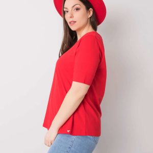 Wholesale Red Plus Size Cotton T-Shirt Missy