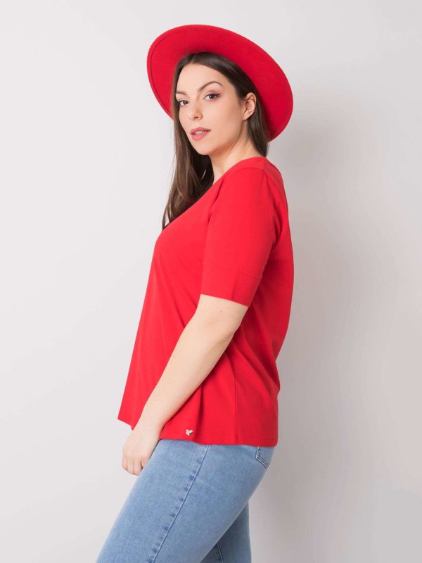 Wholesale Red Plus Size Cotton T-Shirt Missy