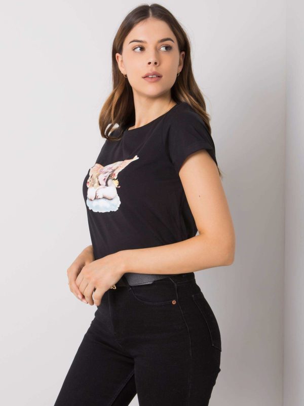 Wholesale Black T-shirt with print Ibbie RUE PARIS