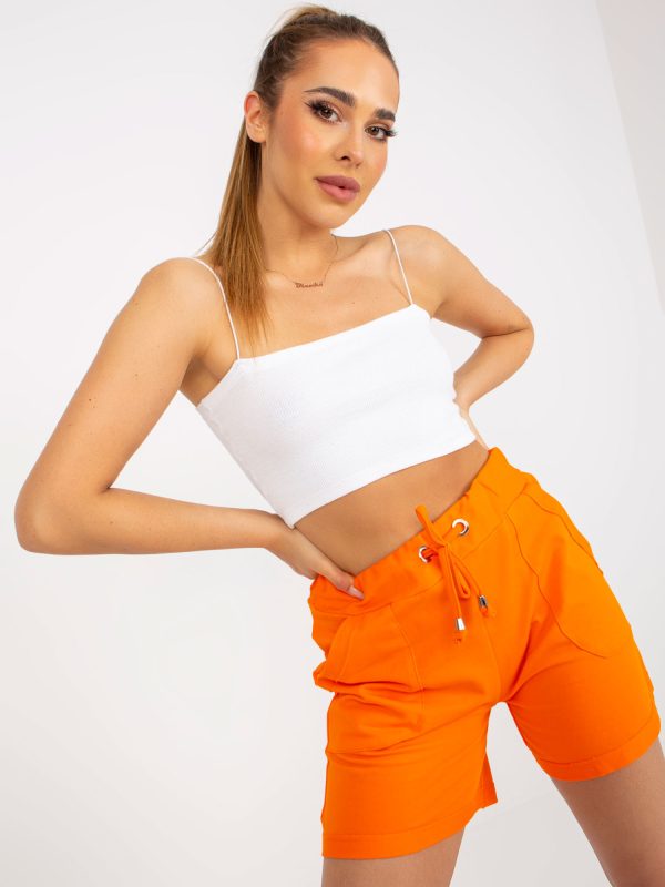 Wholesale Orange Basic High Waist Sweatshirt Shorts