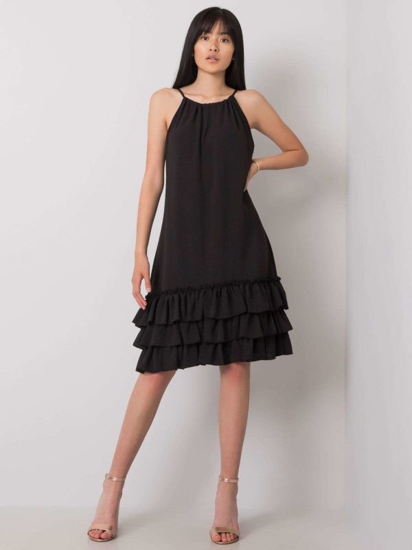 Wholesale Black dress with ruffle Routh RUE PARIS