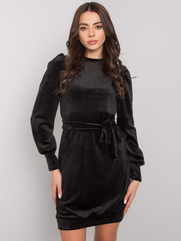 Wholesale Black velour dress with Amaliee belt