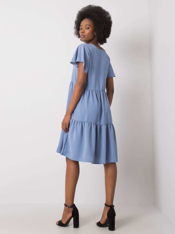 Wholesale Blue Ruffle Dress Manette RUE PARIS