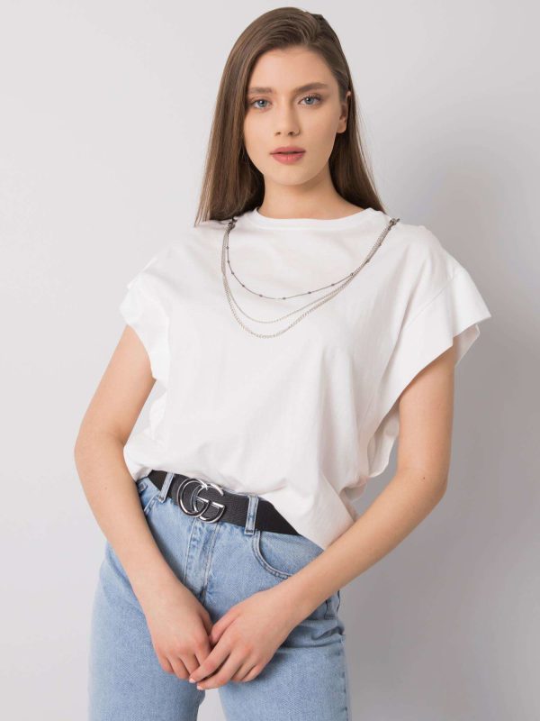 Wholesale White T-shirt with necklace Arianna RUE PARIS