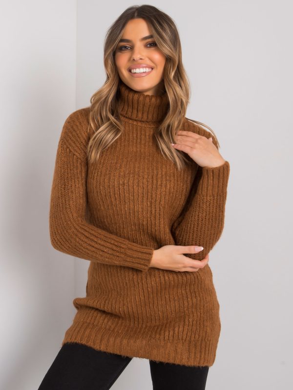 Wholesale Brown long turtleneck sweater Daventry RUE PARIS