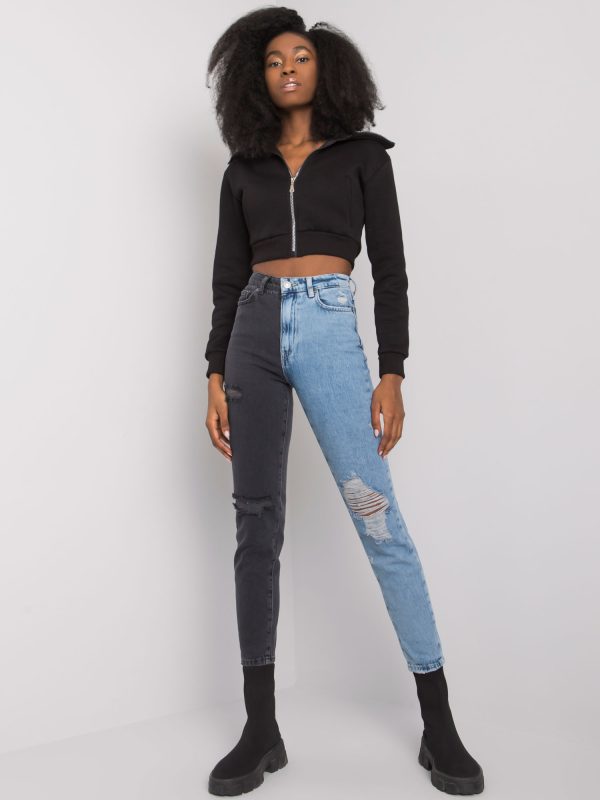 Wholesale Black and blue high-waisted jeans Bianca RUE PARIS