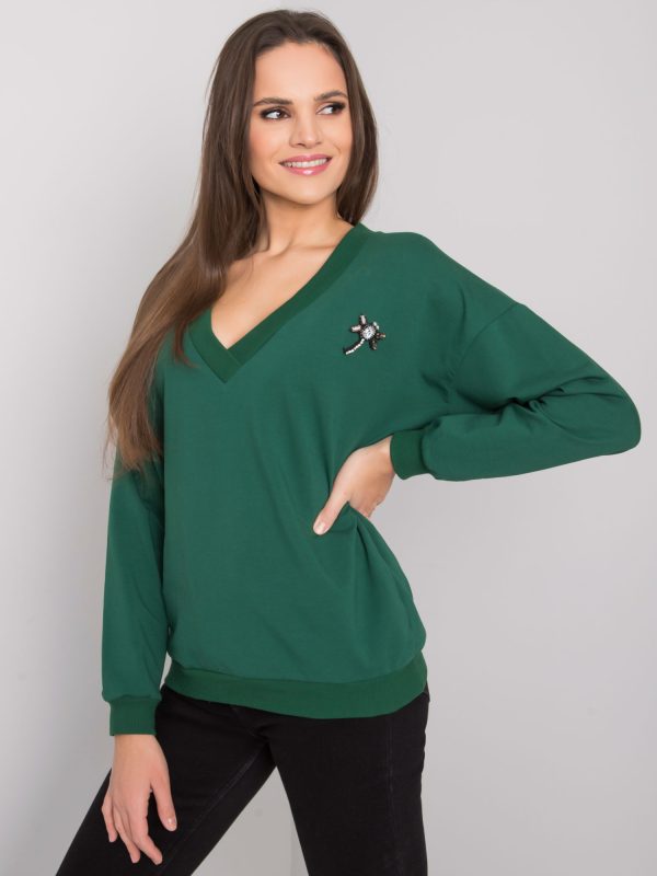 Wholesale Dark green sweatshirt with applique Marseille RUE PARIS