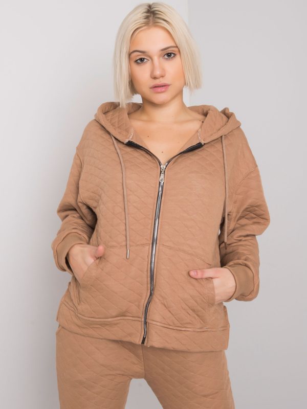 Wholesale Camel quilted zipper sweatshirt Arezzo