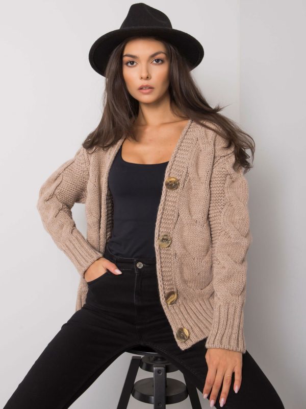 Wholesale Dark beige button-down sweater Louissine RUE PARIS