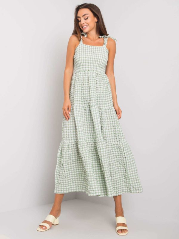 Wholesale Michel's green checkered dress RUE PARIS