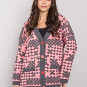 Wholesale Pink and grey button-up sweater Janaya RUE PARIS